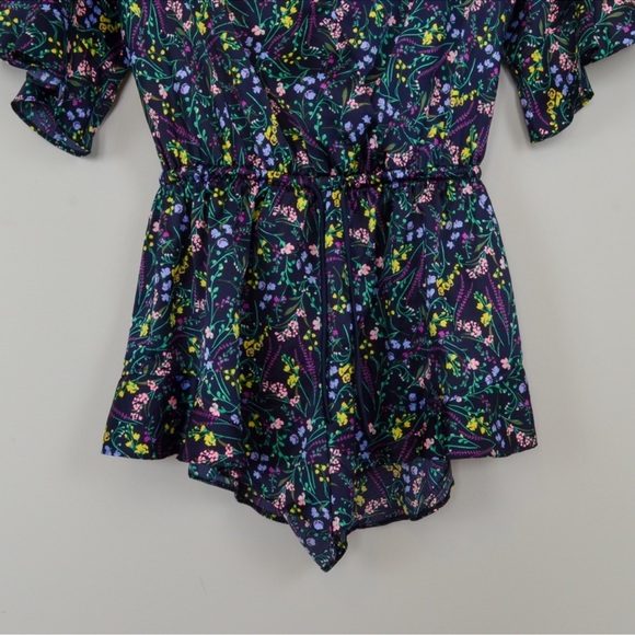 VS Floral Printed V Neck Wrap Ruffle Romper Sz XS - Picture 5 of 9